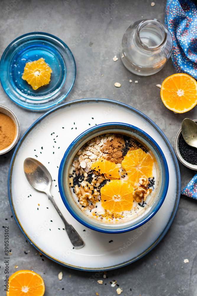 Mixture of healthy seeds with mandarin Mixture of healthy seeds with mandarin