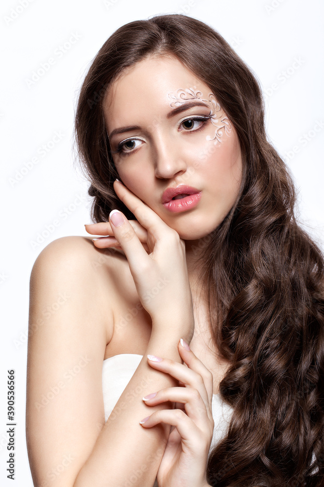 Portrait of beautiful young brunette woman bride in white Wedding Dress Portrait of beautiful young brunette woman bride in white Wedding Dress
