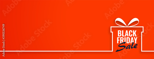 Black friday sale gift on orange web banner