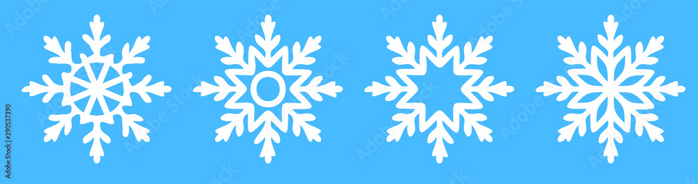 snowflake icons on blue. Winter weather. Winter weather forecast. Vector