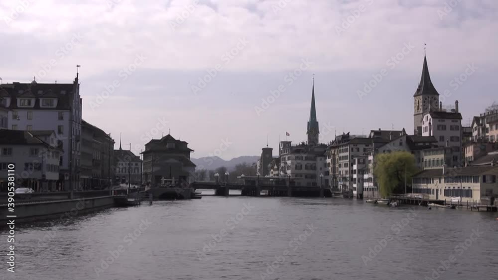 Street view in Zurich. Old houses in alte stadt. The river of Zurich. Street view in Zurich. Old houses in alte stadt. The river of Zurich.