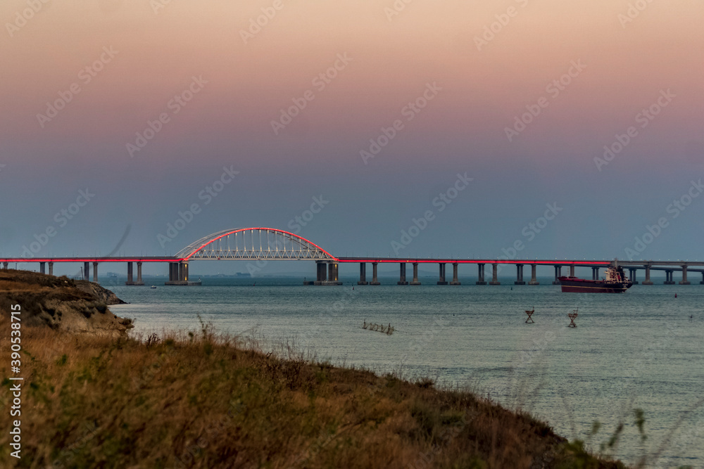 Crimean bridge road across Kerch Strait Crimean bridge road across Kerch Strait