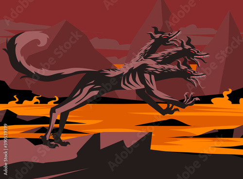 giant cerberus underworld mythology three heads dog