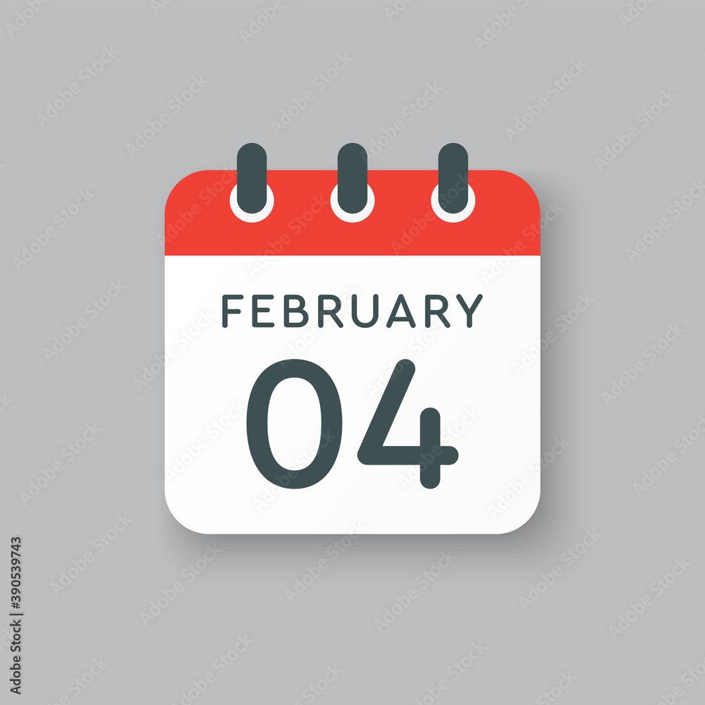Icon day date 4 February, template calendar page Icon day date 4 February, template calendar page