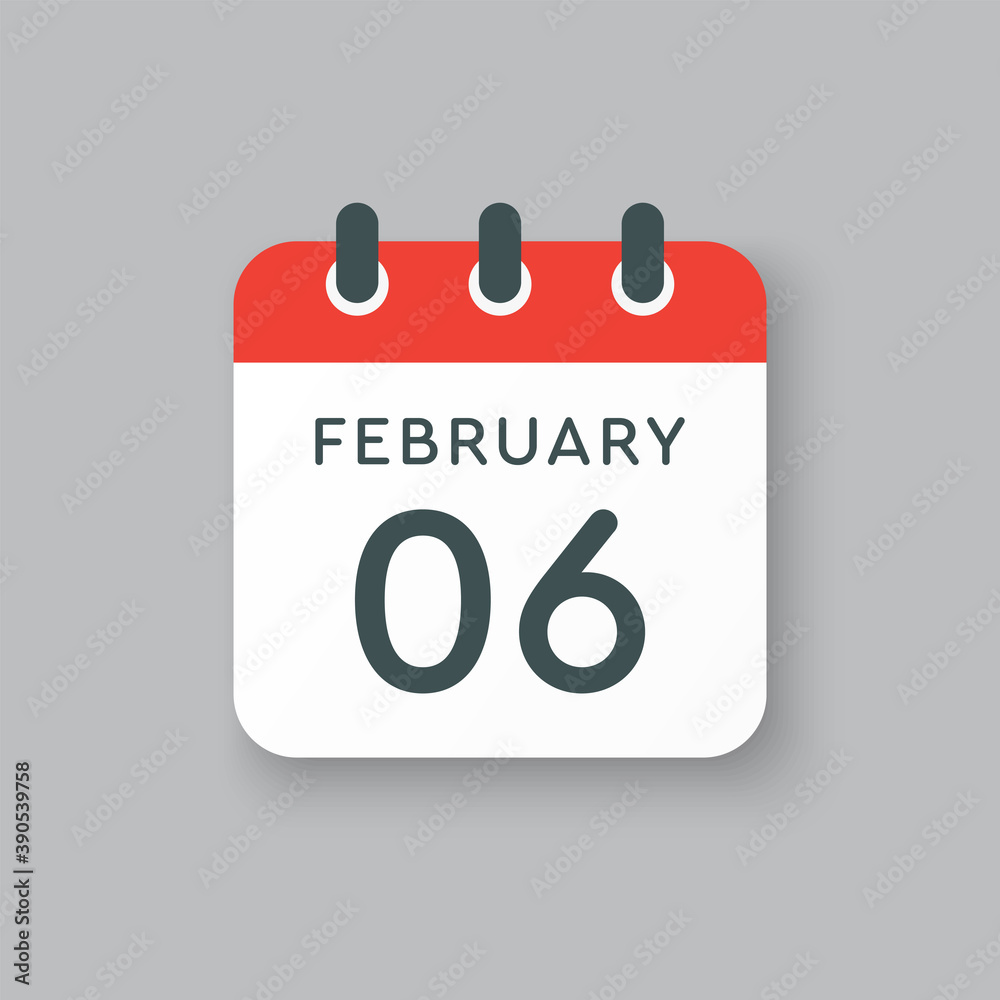 Icon day date 6 February, template calendar page Icon day date 6 February, template calendar page