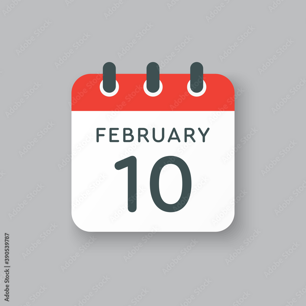 Icon day date 10 February, template calendar page Icon day date 10 February, template calendar page