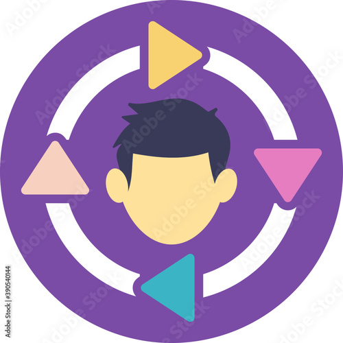 
Circular arrows around male avatar
