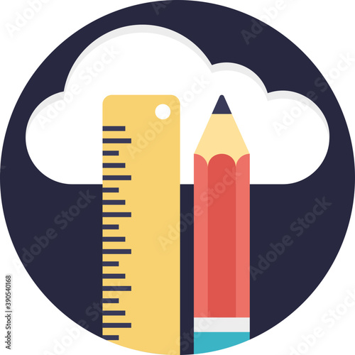 
Flat icon design of cloud based CAD software
