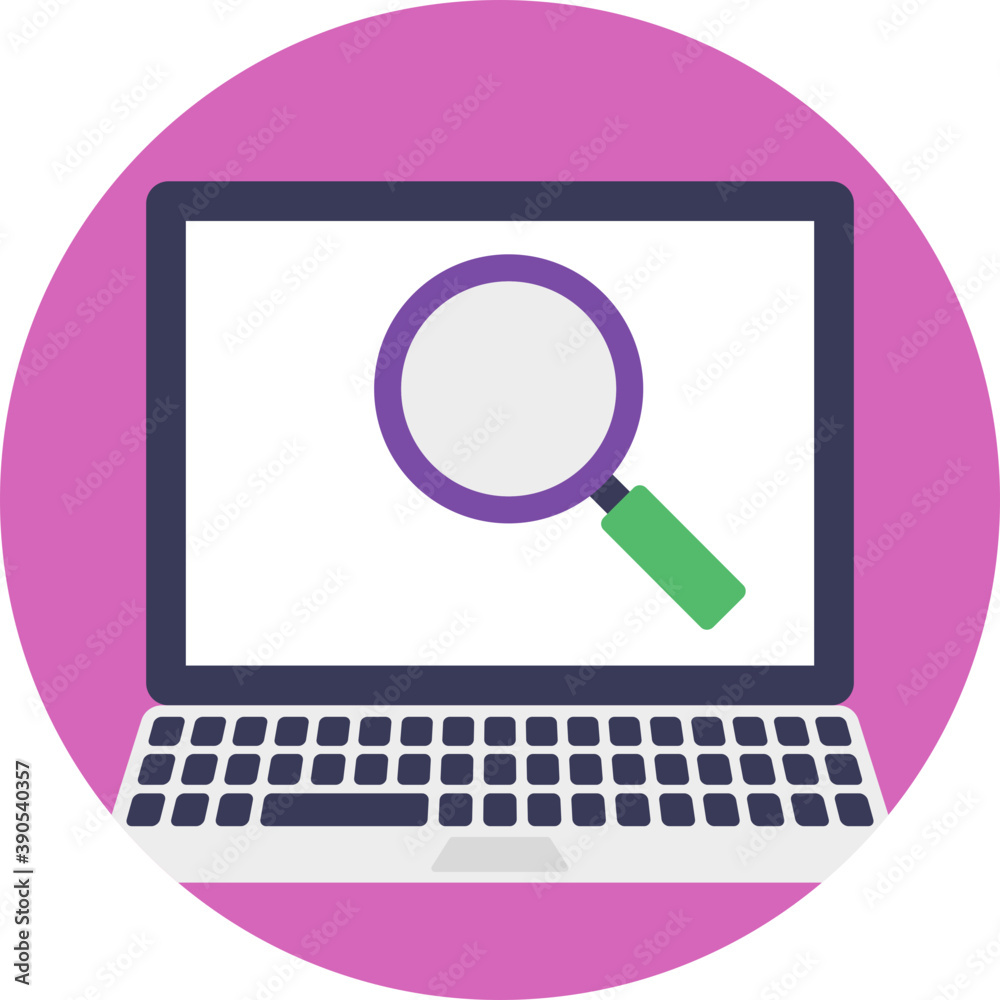 Laptop screen with magnifier over it showing internet search
Laptop screen with magnifier over it showing internet search