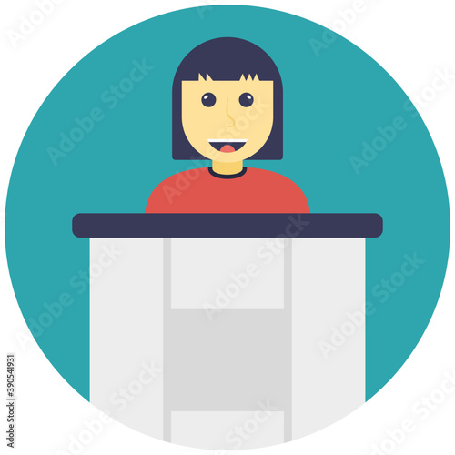 
Receptionist works on front desk to perform administrative task
