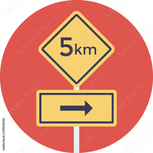 
5 km speed limit sign next to road 
