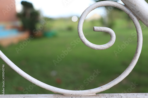 curve of white garden chair steel