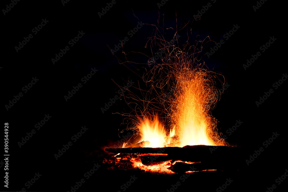 bonfire flame fire sparks tracks