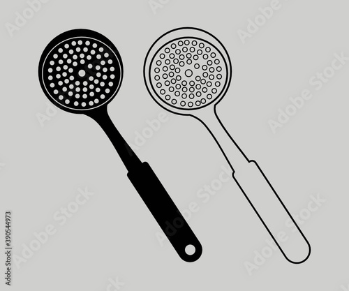 mesh skimmer icon design. Symbol of cooking utensils. mesh skimmer vector illustration symbol icon clipart on white isolated background.