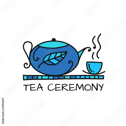 Teapot with cup, sketch for your design