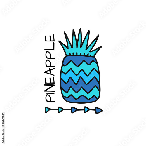 Pineapple, ethnic ornament, sketch for your design