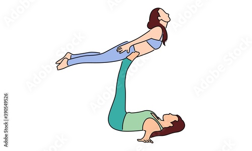 Vector illustration of woman doing yoga exercises