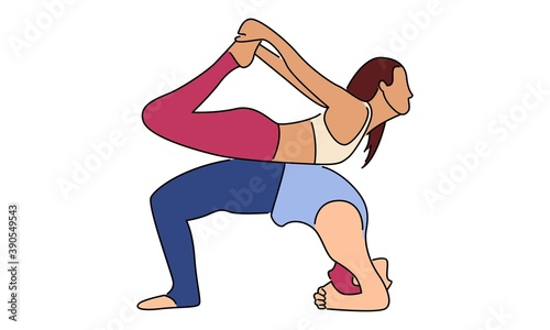 Vector illustration of woman doing yoga exercises