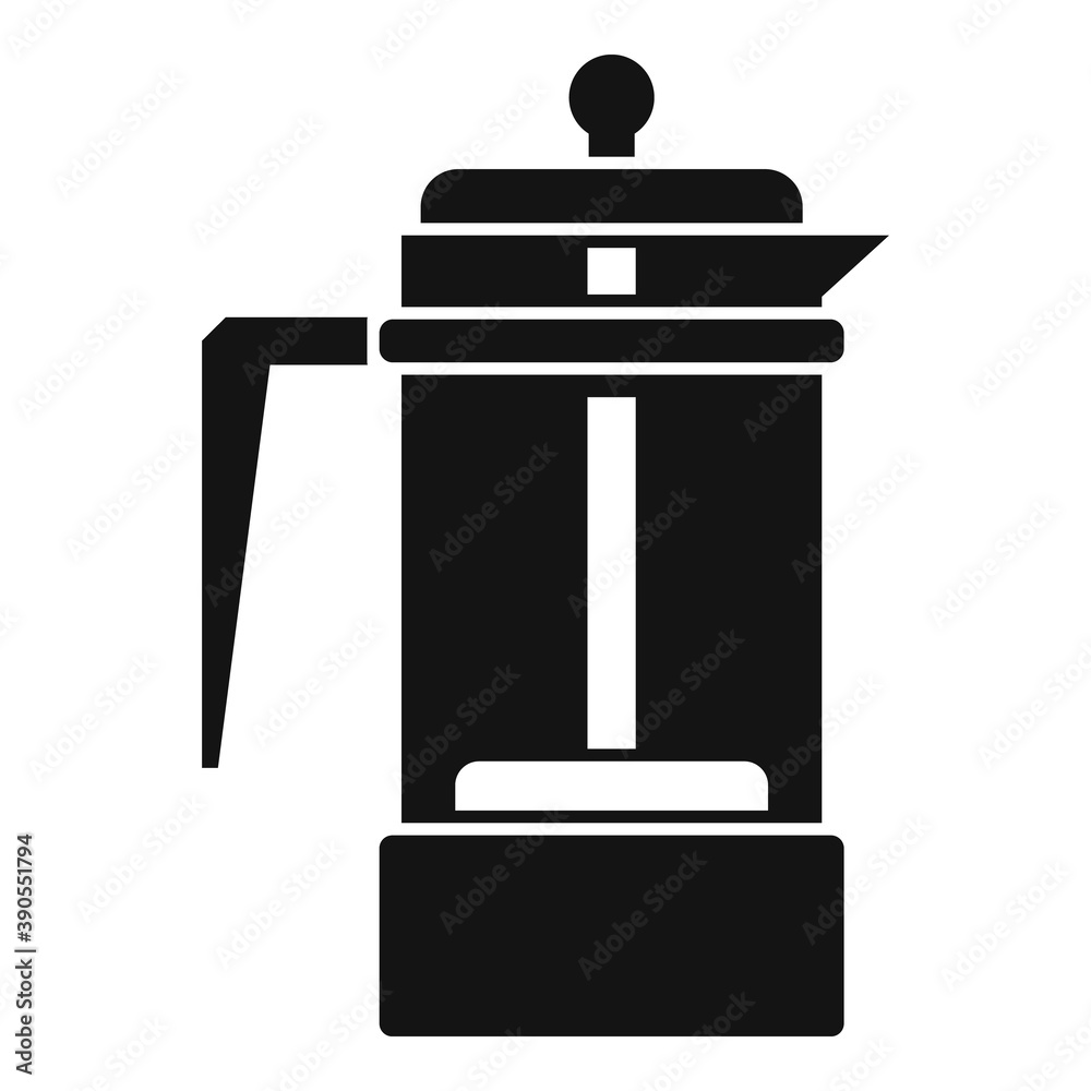 Tea press pot icon. Simple illustration of tea press pot vector icon for web design isolated on white background Tea press pot icon. Simple illustration of tea press pot vector icon for web design isolated on white background