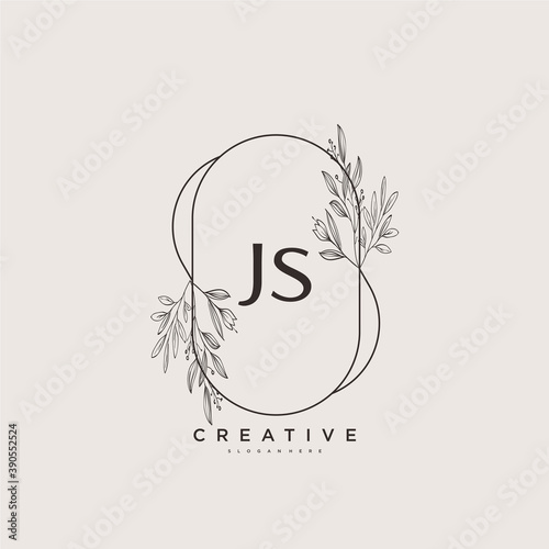 JS Beauty vector initial logo art, handwriting logo of initial signature, wedding, fashion, jewerly, boutique, floral and botanical with creative template for any company or business.