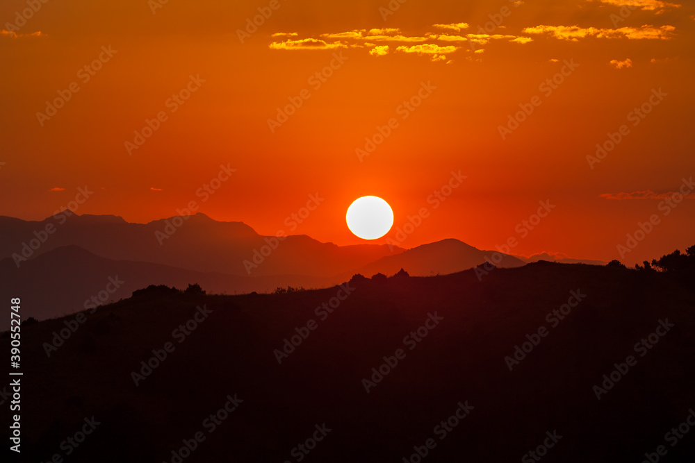 sunset over mountains