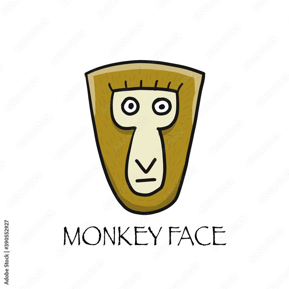 Funny monkey face. Sketch for your design. Childish style Funny monkey face. Sketch for your design. Childish style