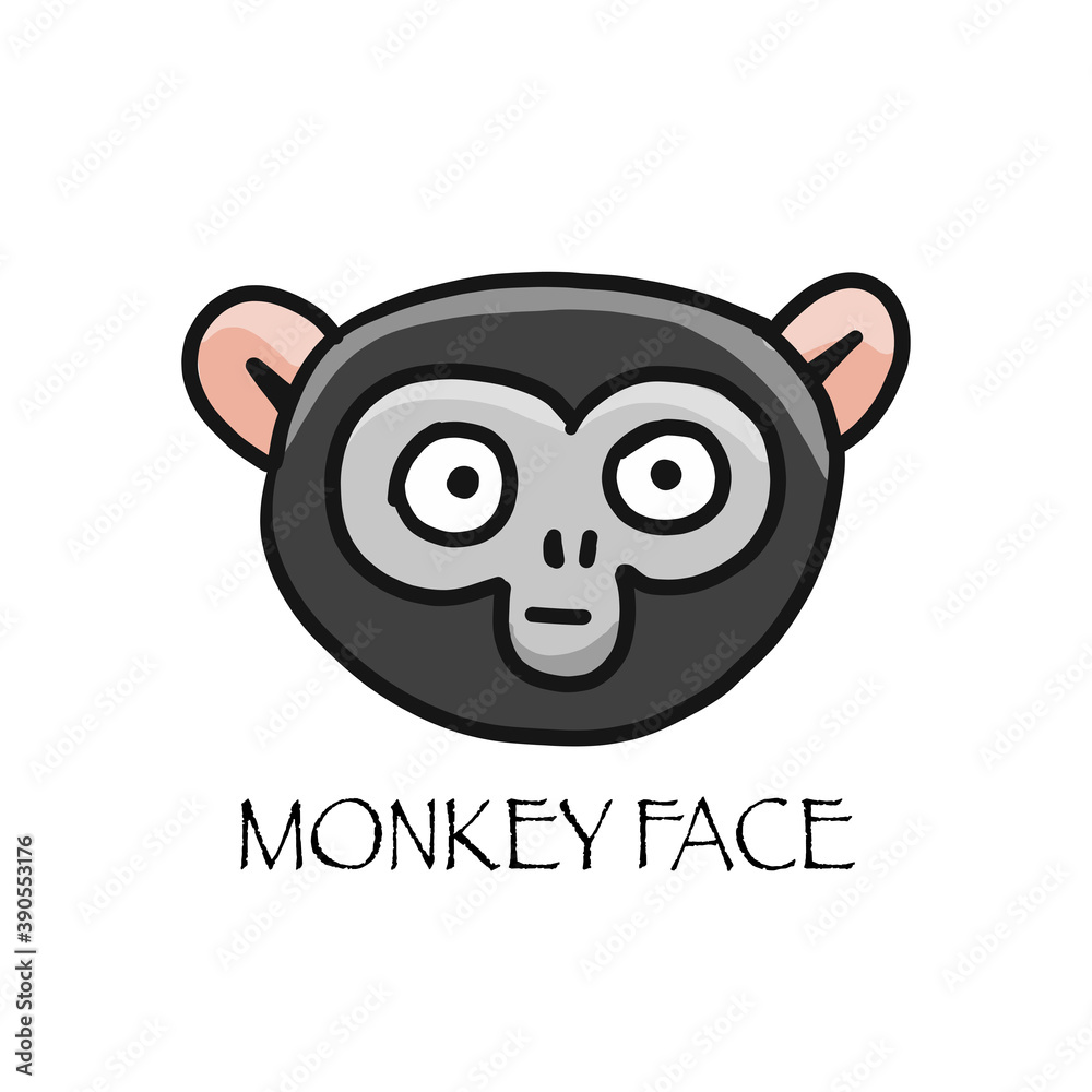 Funny monkey face. Sketch for your design. Childish style Funny monkey face. Sketch for your design. Childish style