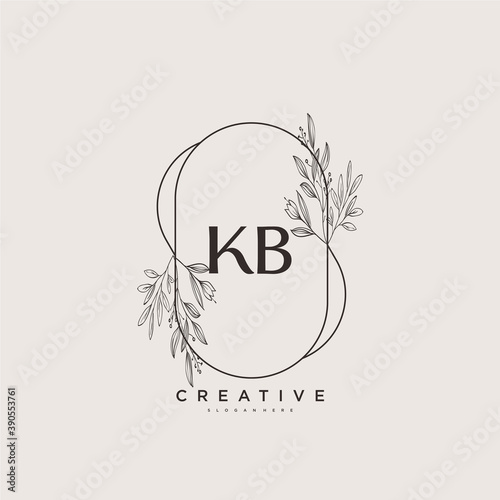 KB Beauty vector initial logo art, handwriting logo of initial signature, wedding, fashion, jewerly, boutique, floral and botanical with creative template for any company or business.
