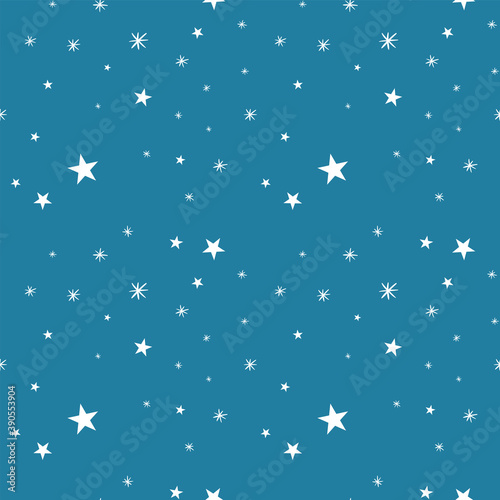 Seamless Christmas pattern of stars and snowflakes