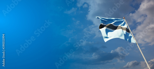 Beautiful national state flag of Botswana with blank space. Botswana flag on wide background with place for text 3D artwork.