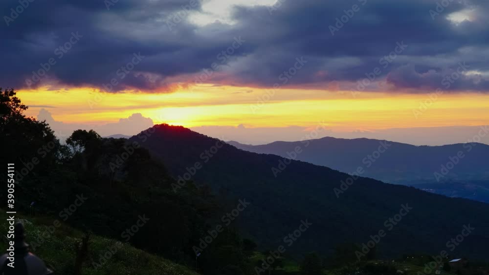 Sunset view at Phu-chi-fa village in Chiang rai Thailand.