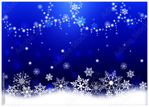 クリスマス_雪の結晶_ブルー背景