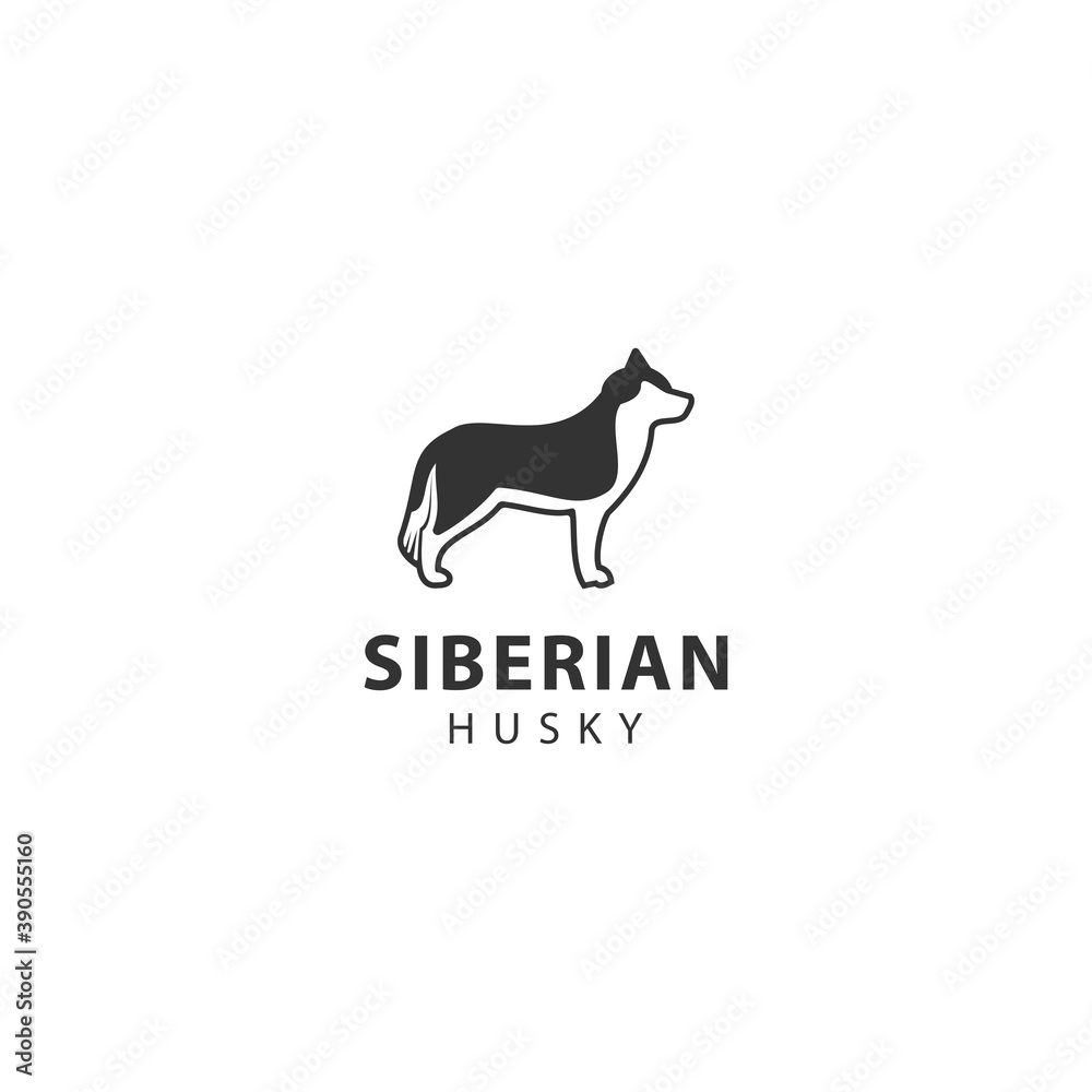 Siberian husky silhouette, vector icon illustration Siberian husky silhouette, vector icon illustration