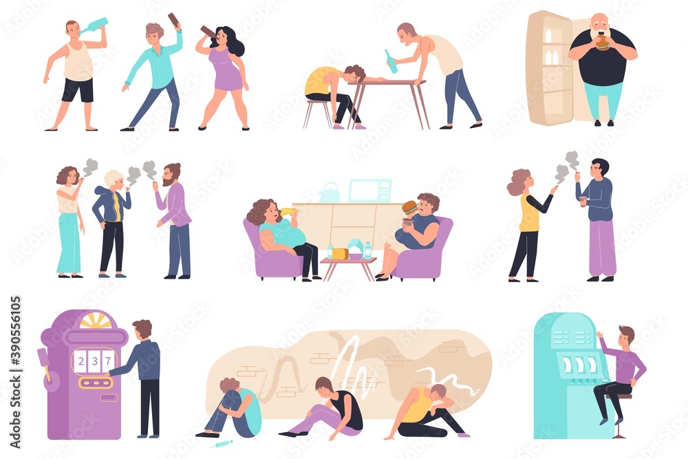 Flat Addiction Icon Set Flat Addiction Icon Set