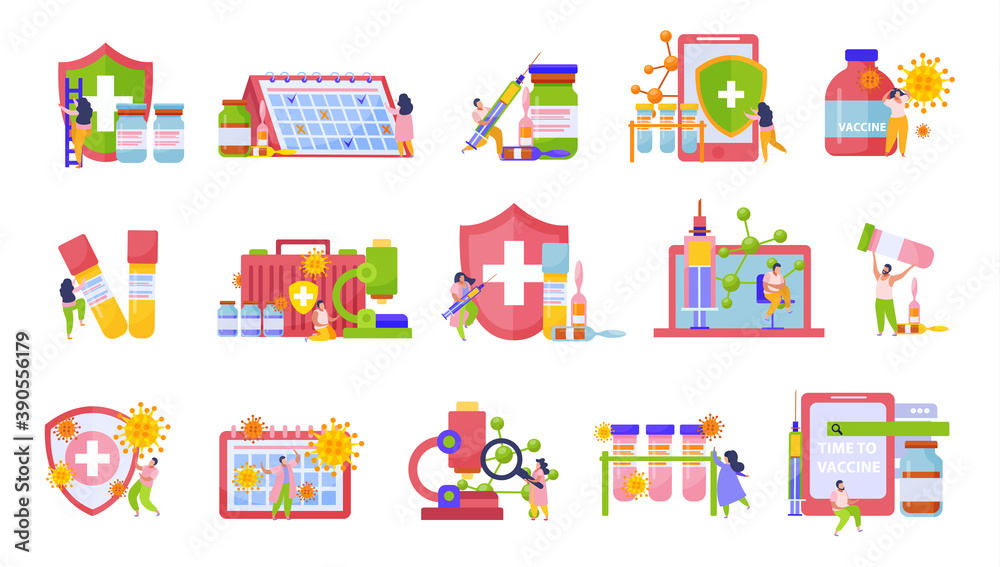 Vaccination Flat Isolated Icon Set Vaccination Flat Isolated Icon Set