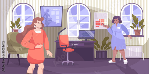 Female Calendar Flat Composition