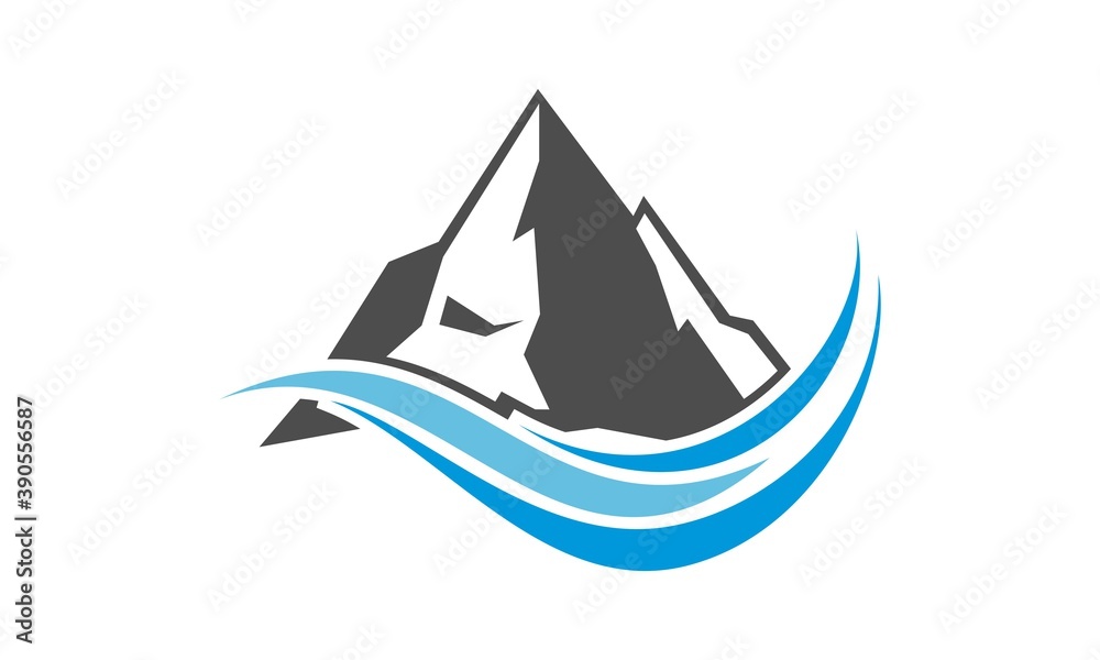 Mountain and wave illustration vector