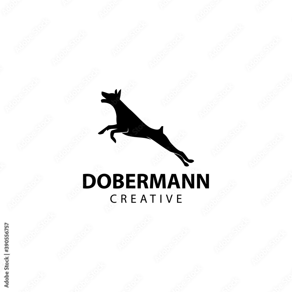 Doberman silhouette, animal vector icon illustration