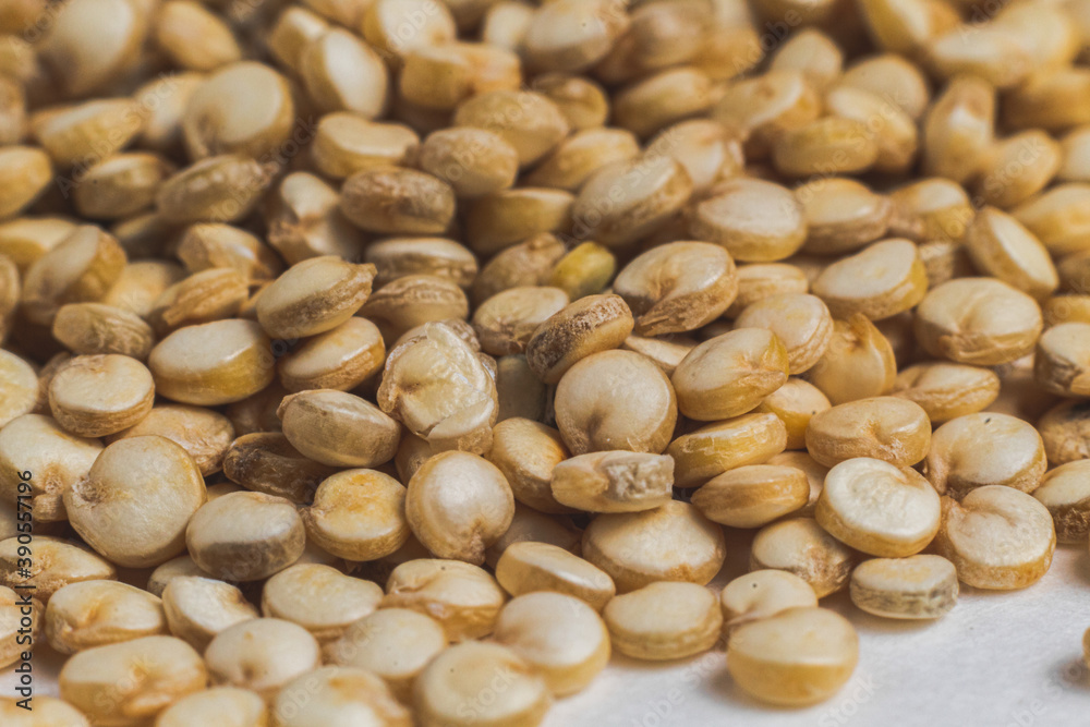 Macro photograph of quinoa, a close-up of quinoa on a white background, quinoa seed