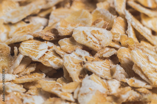 Macro photograph of oatmeal, a close-up of oatmeal, oatmeal seed photo