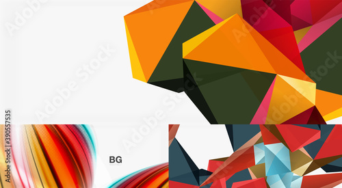 Set of minimal geometric backgrounds. Vector illustrations for covers  banners  flyers and posters and other