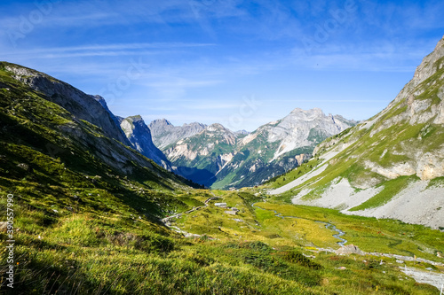 Mountain and hiking path landscape in French alps © daboost