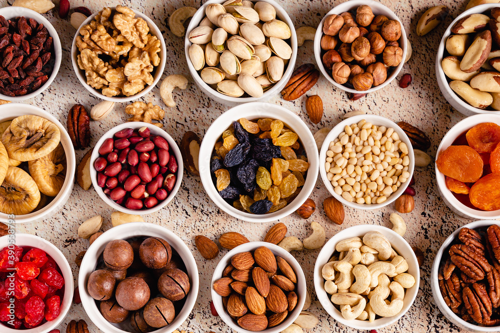 Nuts and dried fruits assortment. Nuts and dried fruits assortment.