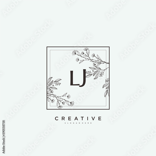 LJ Beauty vector initial logo art, handwriting logo of initial signature, wedding, fashion, jewerly, boutique, floral and botanical with creative template for any company or business. photo