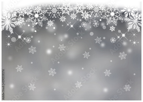 クリスマス_雪の結晶_シルバー背景