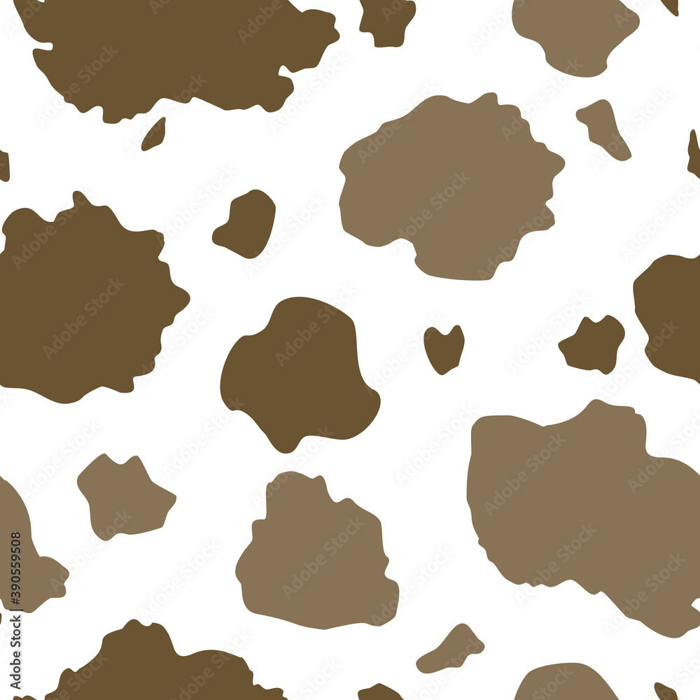Vector Brown and White Cow Print seamless pattern background from the Country Sunflower Collection. Features a two toned brown and white cow hide print pattern. Good for fashion, accessories, decor