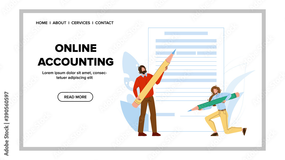 Fototapeta premium Online Accounting Internet Financial Report Vector Illustration