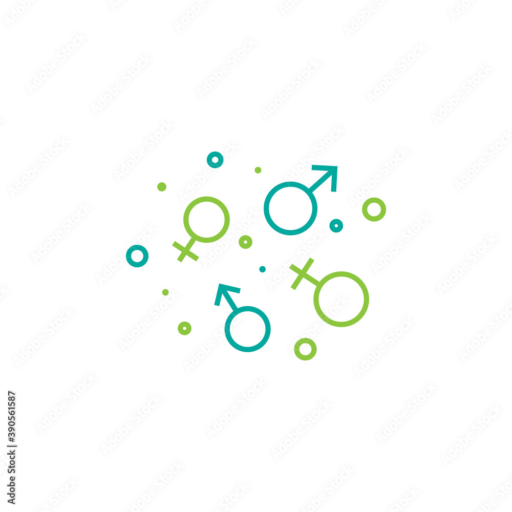 Naklejka premium Relationship psychology logo. female and male gender signs. Couple, love, affair, relationship symbol.