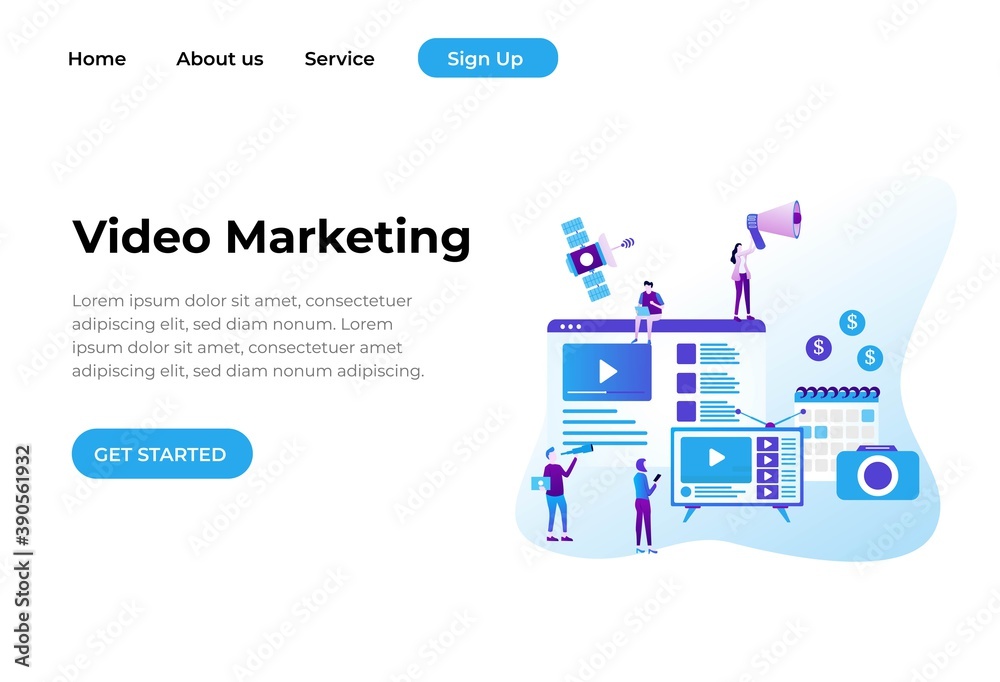 Unique Modern flat design concept of Video Marketing for website and mobile website. Landing page template. Easy to edit and customize. Vector illustration Unique Modern flat design concept of Video Marketing for website and mobile website. Landing page template. Easy to edit and customize. Vector illustration