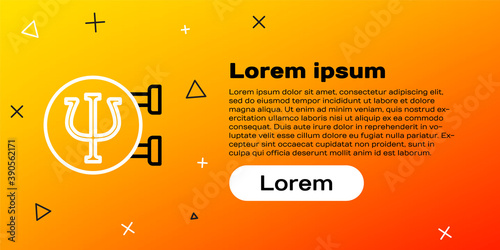 Line Psychology icon isolated on yellow background. Psi symbol. Mental health concept, psychoanalysis analysis and psychotherapy. Colorful outline concept. Vector.